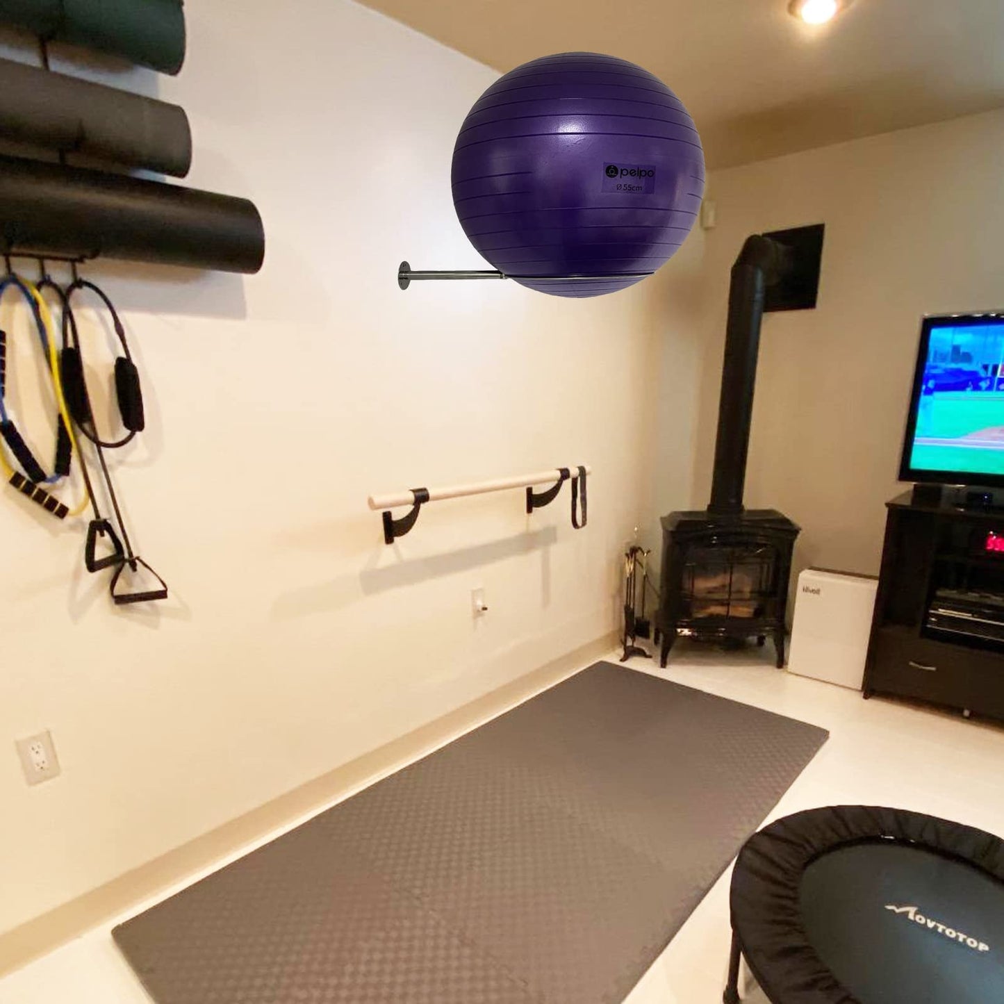 Wall Mounted Stainless Steel Exercise Ball Holder, Sturdy Yoga Ball Storage Rack, Stability ball Display Holder, for Exercise/Yoga/Stability Balls 32 cm to 86 cm (13" to 34"), With mounting screws
