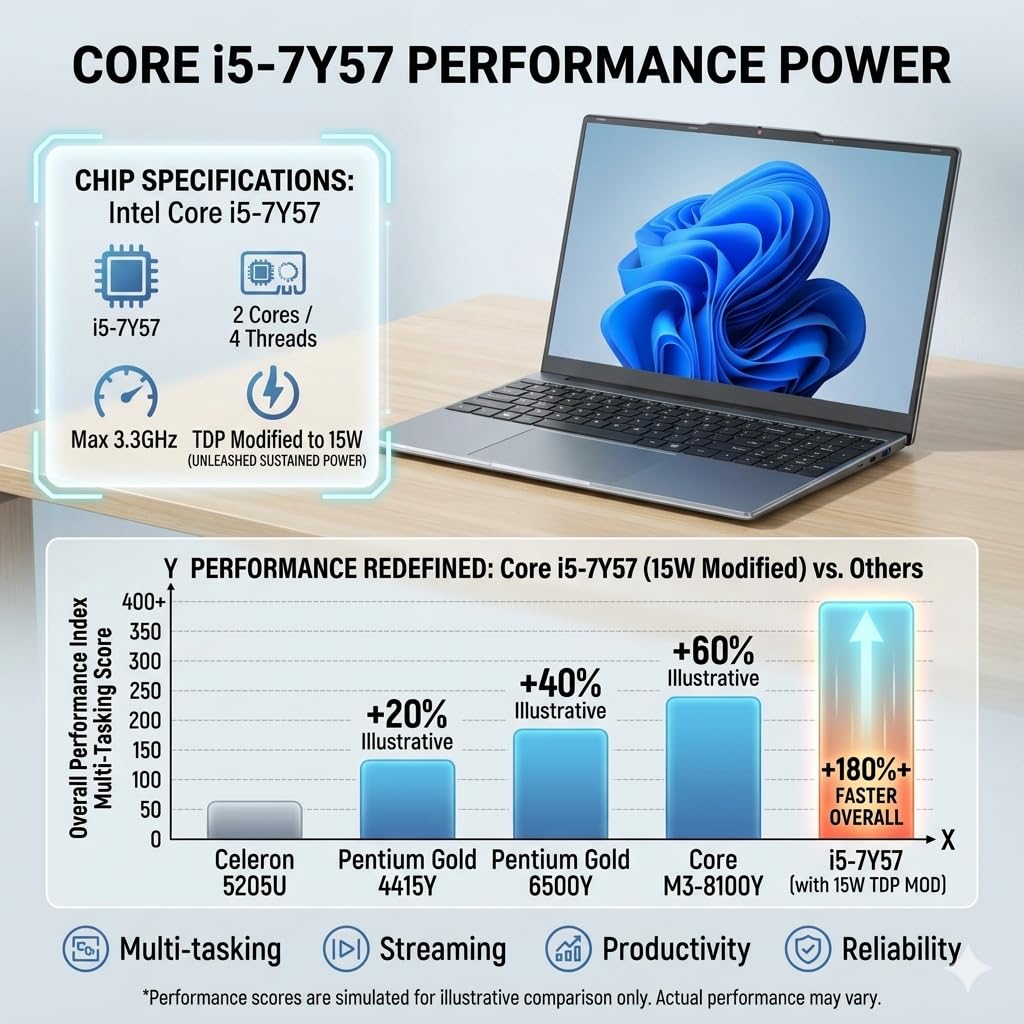 OTVOC Laptop Computer 15.6 inch, Compatible with Windows 11, Core i5 Processor, Up to 3.3GHz, 4GB RAM, 128GB SSD, Up to 2TB, 15.6" FHD IPS 1920x1080, for Students, Business