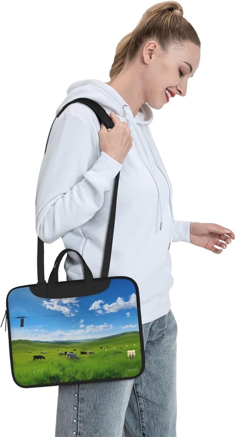 MROWYC Stylish milk cow printed laptop crossbody bag, dual-purpose business briefcase, large capacity storage