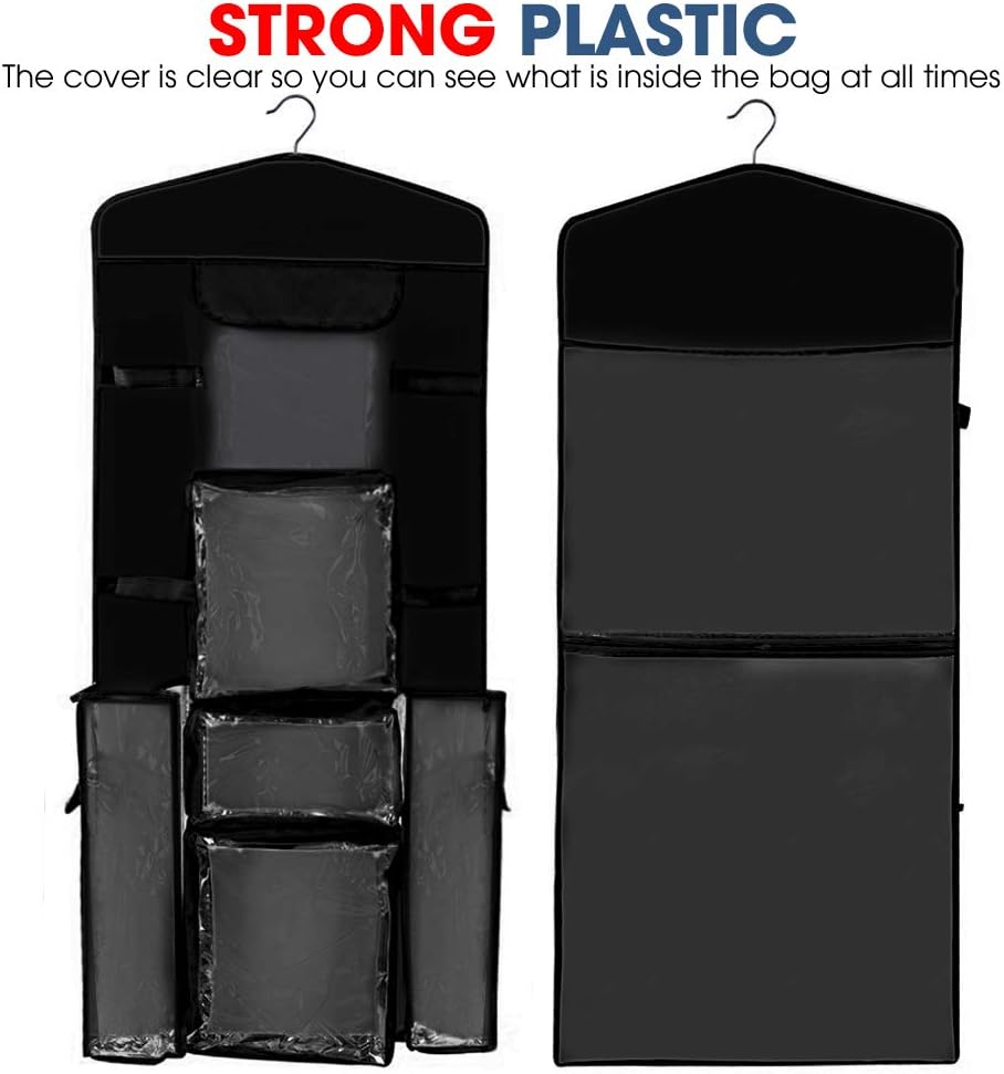 ProPik Wrapping Paper Storage Organizer - Double-Sided Design with Multiple Pockets | 40" x 17" Clear PVC Bag (Black)
