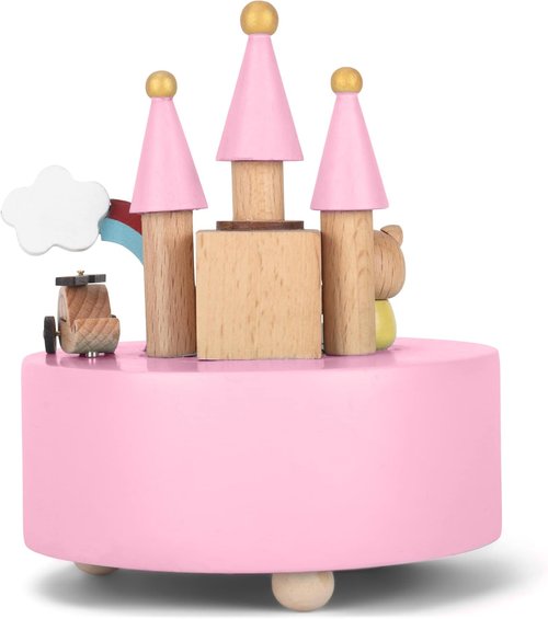 Cottage Garden Music Box - Rainbow Castle Design | Natural Wood, 5-Inch, Plays Brahm's Lullaby