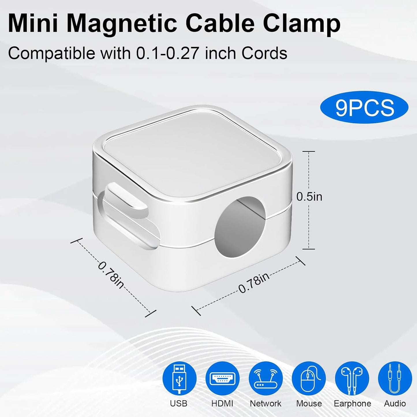 SDICSN 9 Pack [1S Magnetic Cable Clips Lock] Cord Organizer Spring Cable Holder Clips Cord Holder for Under Desk