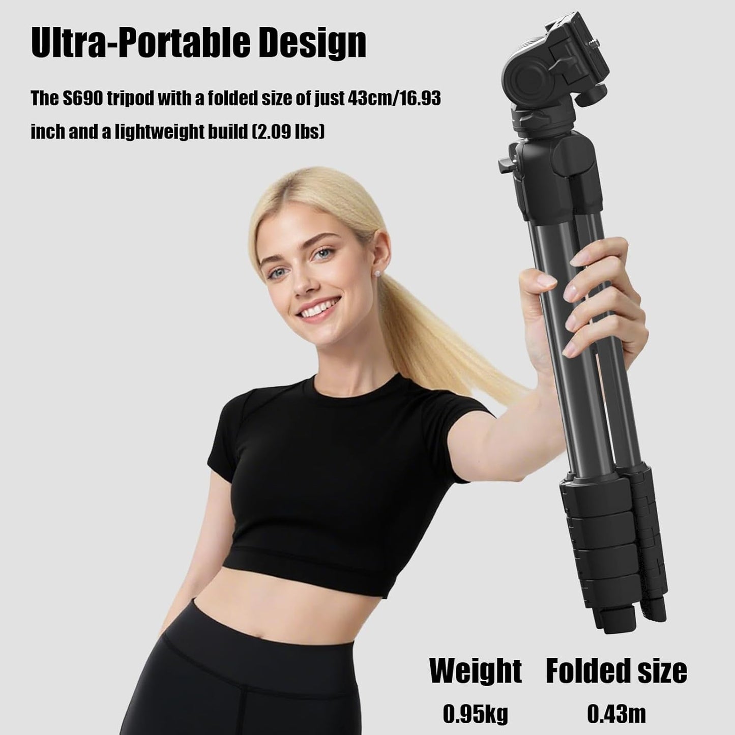 Jishane 61" 11lb Camera Tripod, Travel Tripod for Camera Canon EOS Rebel Nikon, Lightweight Phone Stand with Wireless