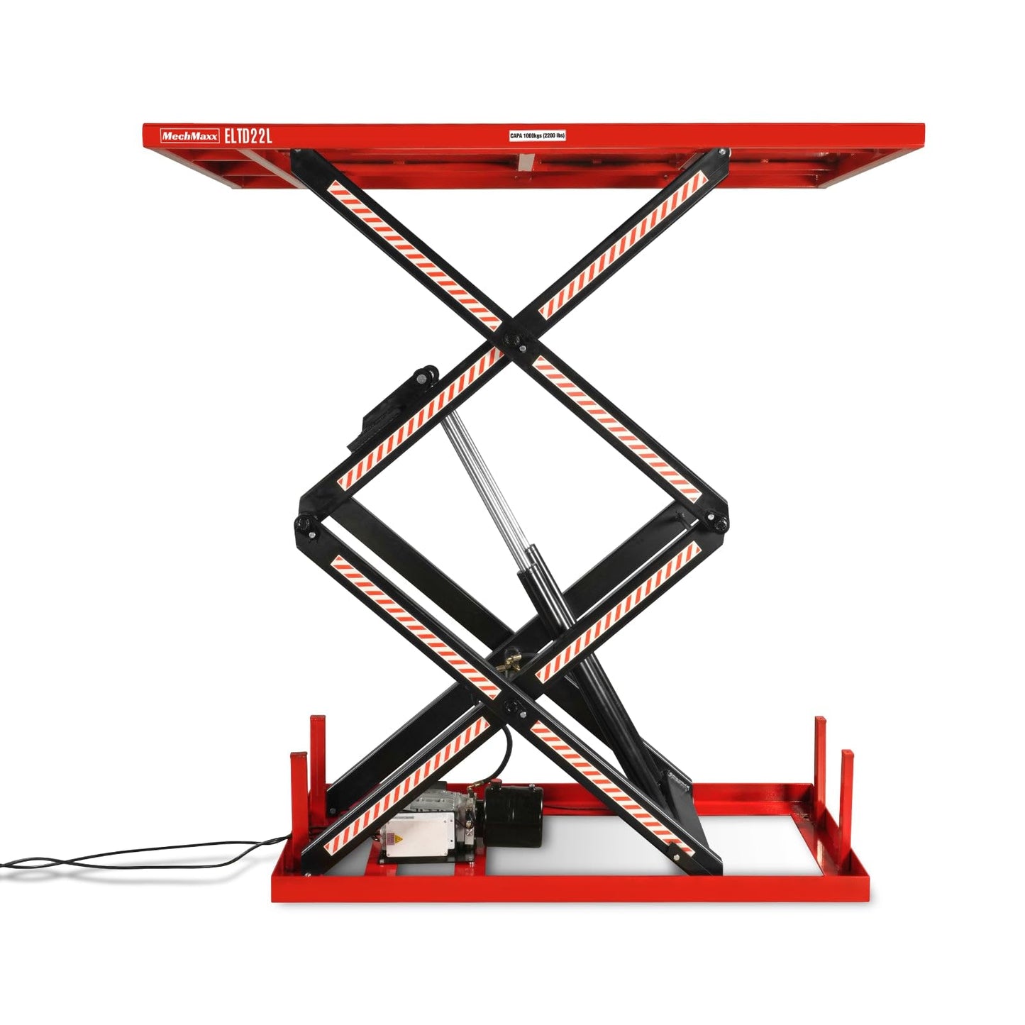 Mechmaxx 2200 lbs Capacity Stationary Powered Hydraulic Double Scissor Lift Table,86.6" x 51.2" Platform,94.5" Lift Height, UL Certified Moto,Model ELTD22L