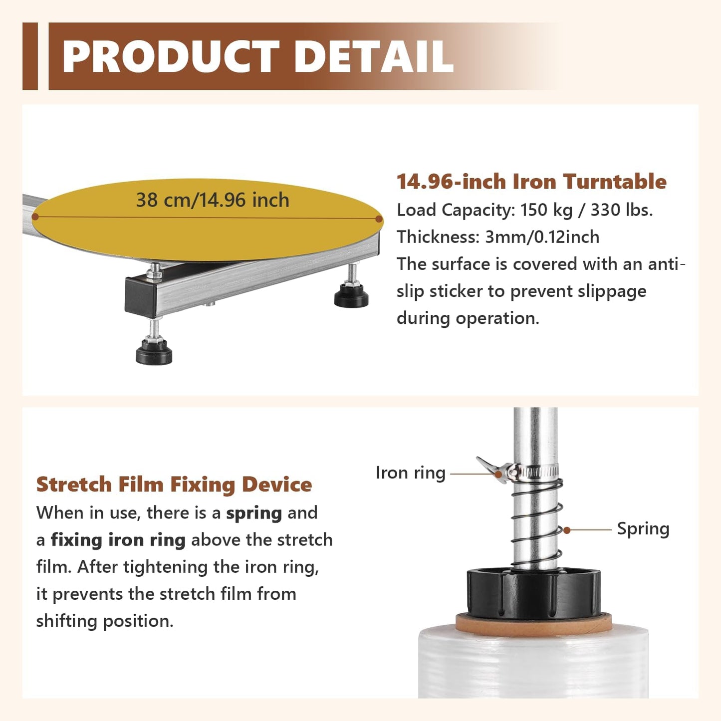 Consfly Manual Stretch Film Dispenser Wrapping Machine for Small Business Packaging, Shipping & Warehousing