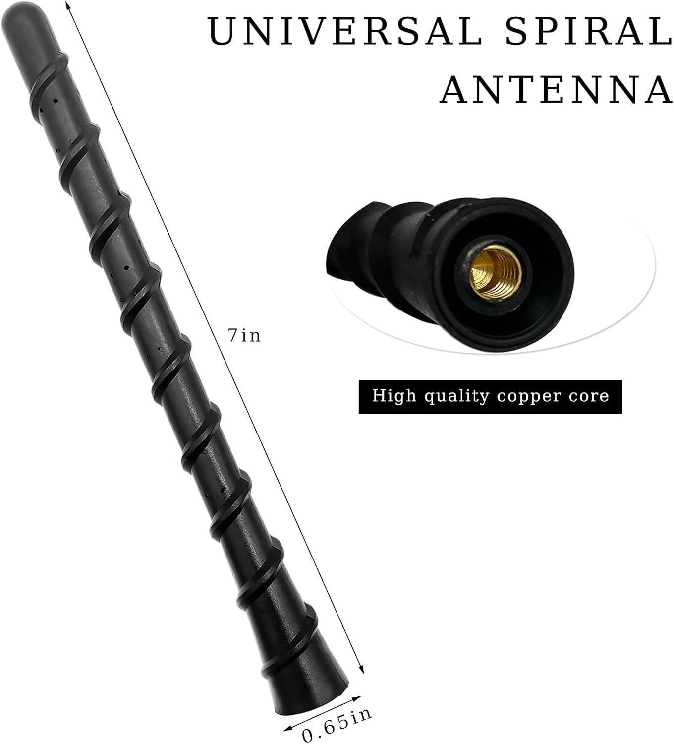 Rdxcv 7 Inch Car Spiral Antenna, Waterproof PVC Rubber Radio Antenna with Threaded Adapters, Universal Flexible Auto