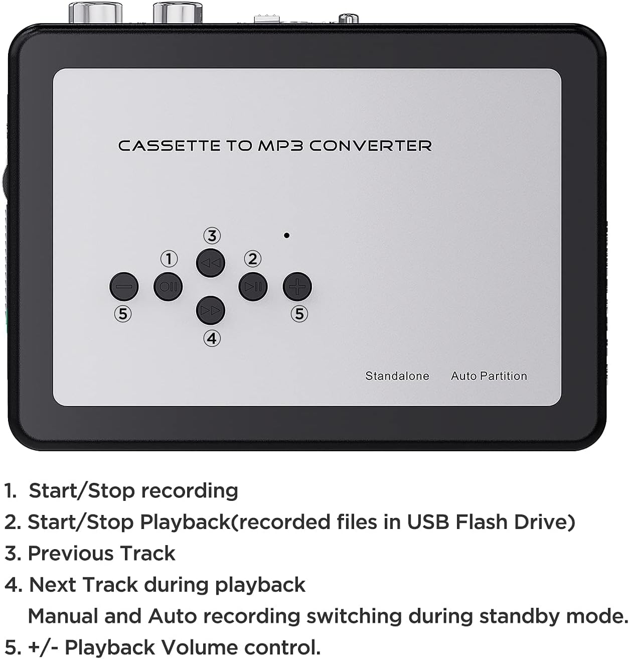 Cassette MP3 Cassette MP3 Ezcap to Converter, Digital Player Converts Tape to into USB Flash Drive, No PC Required No