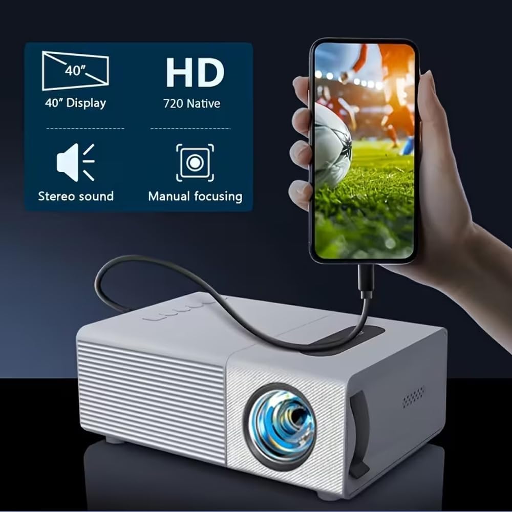 Amovfilm Mini Portable Mini Projector - HD Pico LED Projector Home Theater, Party & Outdoor Movies with HDMI/USB/AV