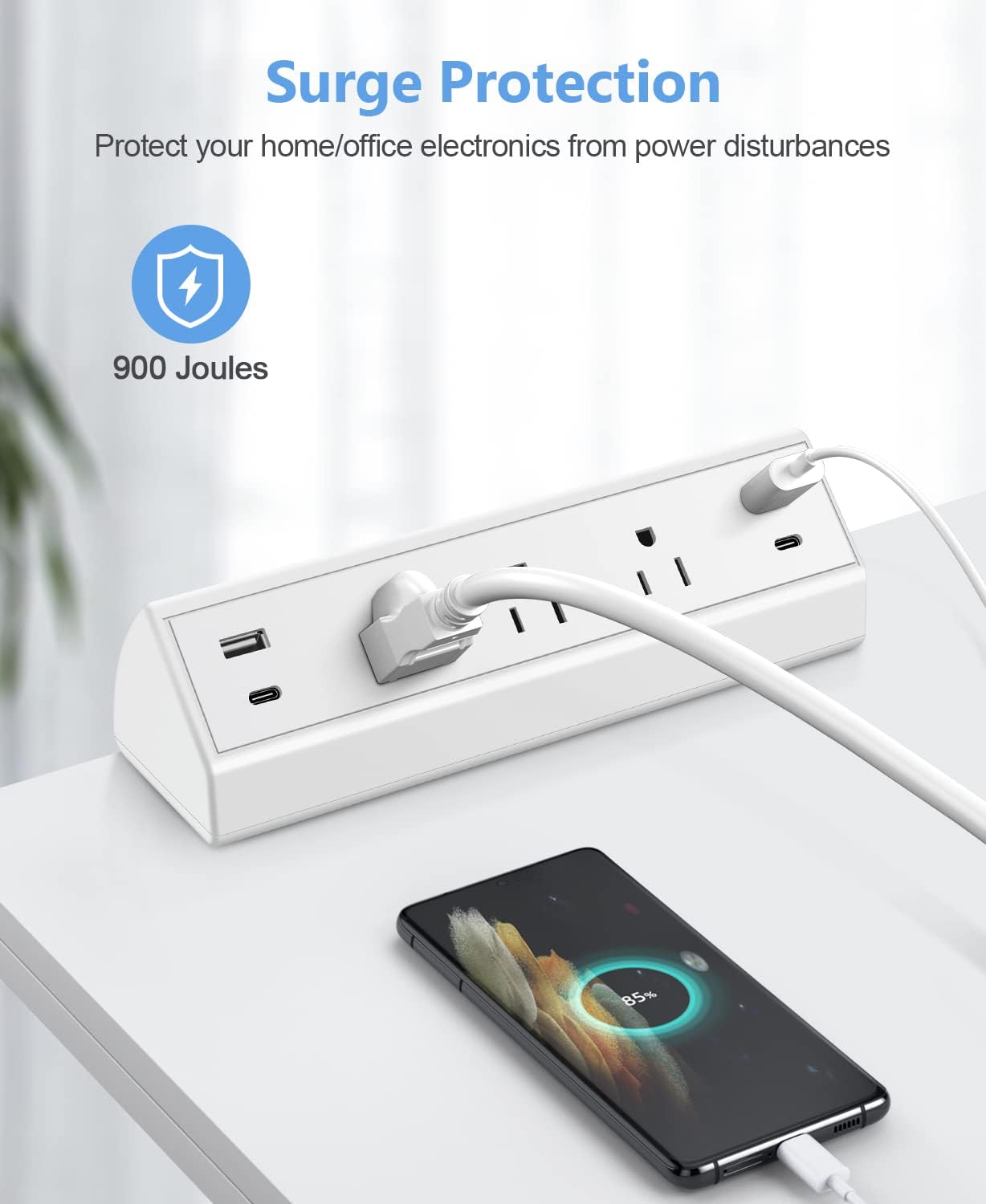 Jgstkcity Strip,40W Station,2 20W Office,3 1.96" Desk Clamp Power Total Fast Charging PD USB C Ports,Desk Edge Mount