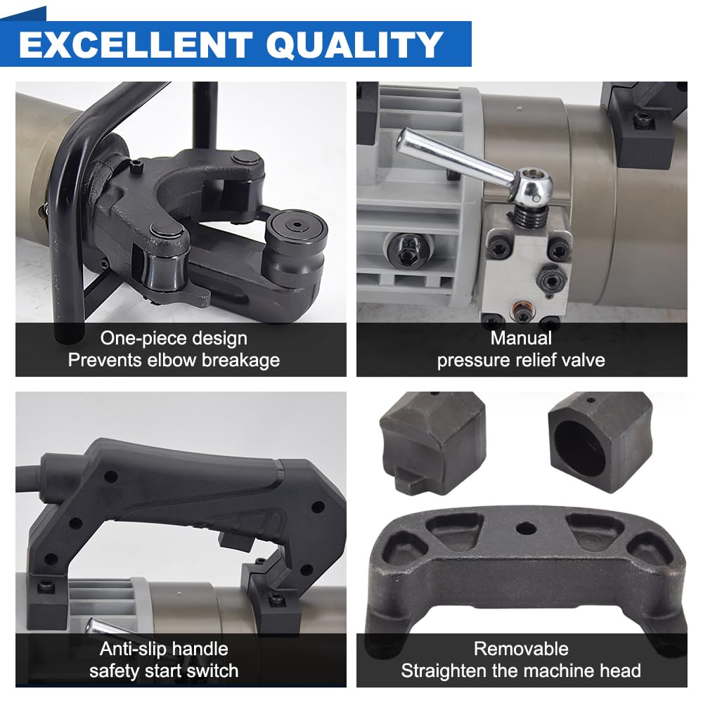 Portable Rebar Bending Machine 1800W Electric Hydraulic Rebar Bender 1 Inch #8-25mm Rebar Bending Angle 0-130 Degrees with Positioning Bolt, Fast Bending or Straightening, 110V