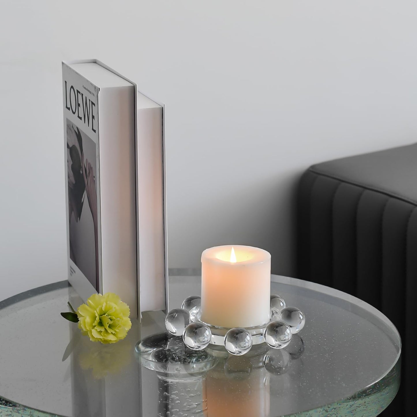 DONOUCLS Crystal Candle Holders Pillar Candlestick Decorations for Home Party Dinner Christmas, Suitable for Large Cylindrical Candles, Clear
