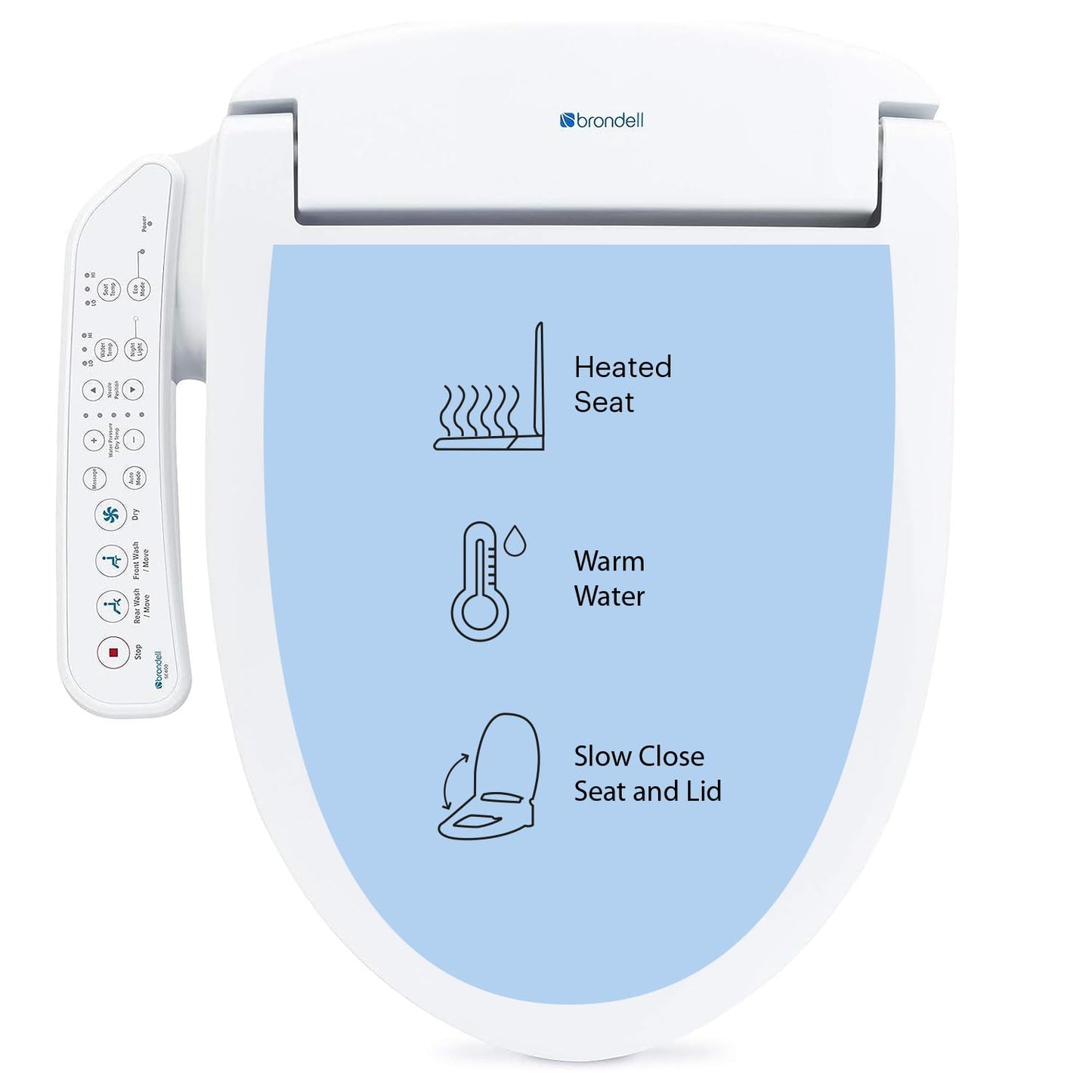 Brondell SE400-EW Swash SE400 Electric Bidet Toilet Seat With Heated Seat, Oscillating Stainless Steel Nozzle, Warm Air Dryer, Night Light, Gentle Close Lid, White Side Arm Control, Elongated