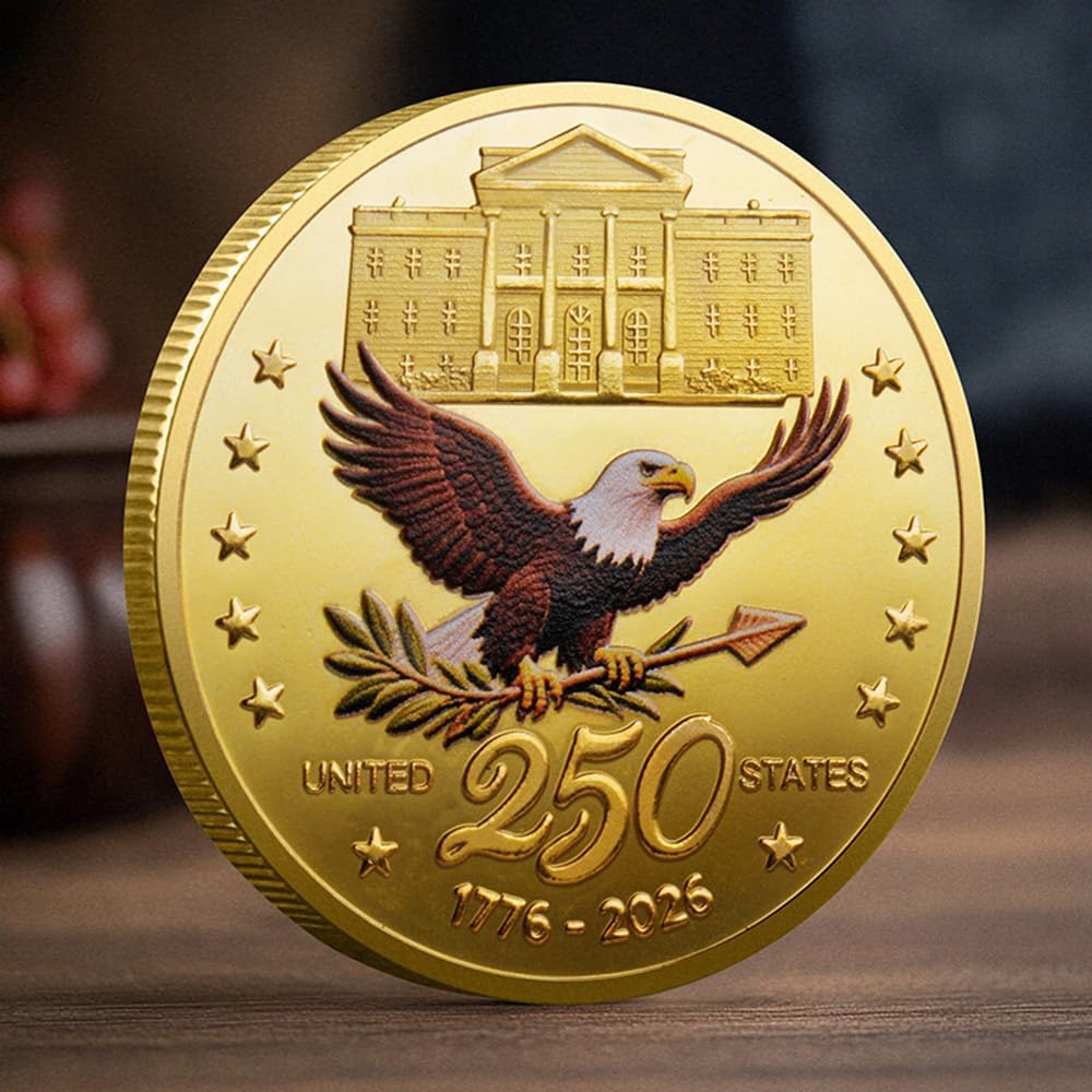 U.S. Army Commemorative Gold-Plated Challenge Coin - Double-Sided High Relief Military Collectible | 250th Anniversary (1776-2026)