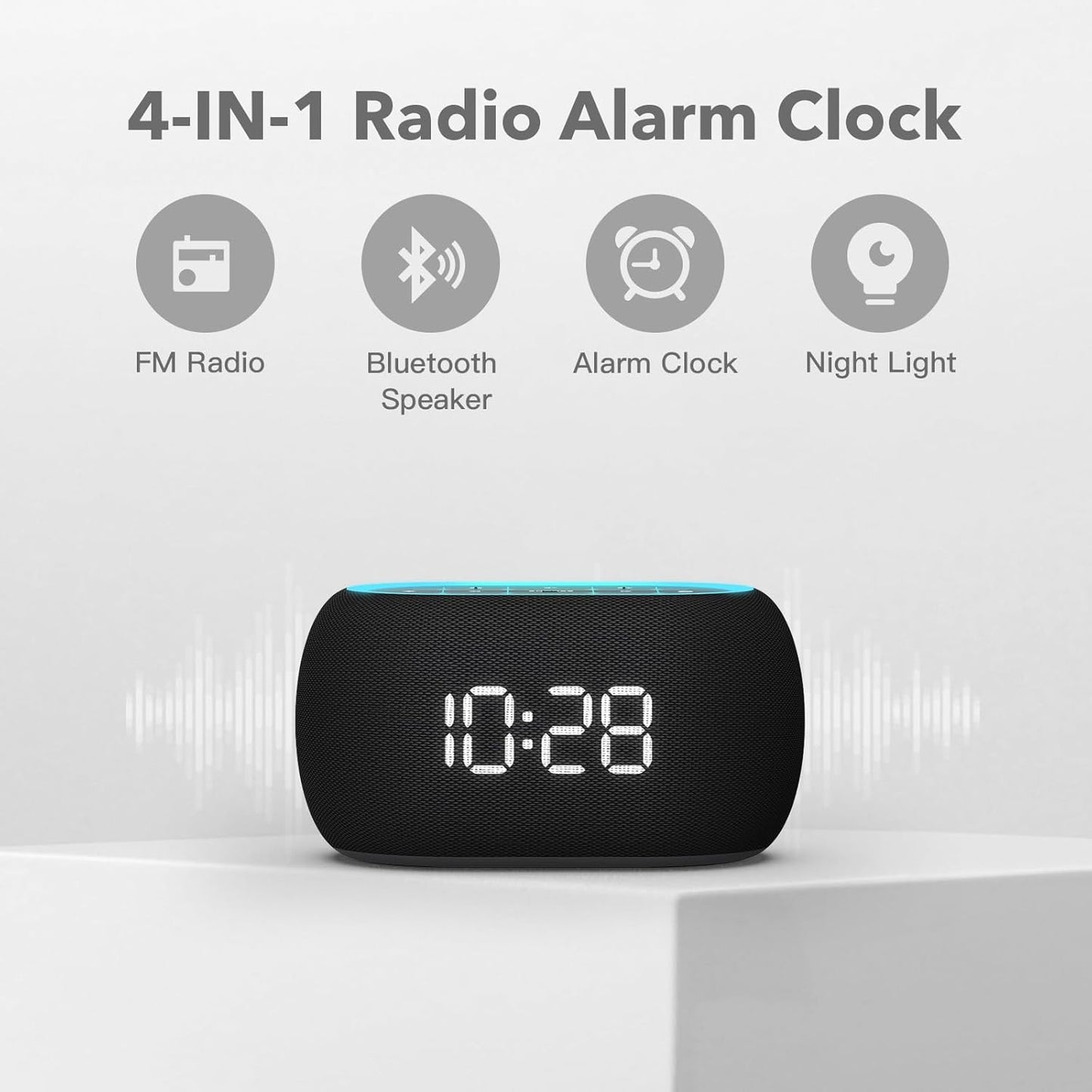 0-100% Dimmer,7 8 Sounds,16-Level ANJANK Alarm Clock FM Radio with Bluetooth Speaker, Hi-Fi Stereo Sound, Clolors Night