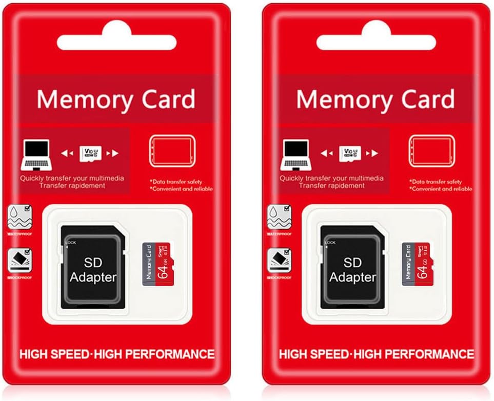 funxwe 2 Pack 64GB (64GB x2) TF Card with Adapter, Ultra High Speed SD Card Flash Memory Card