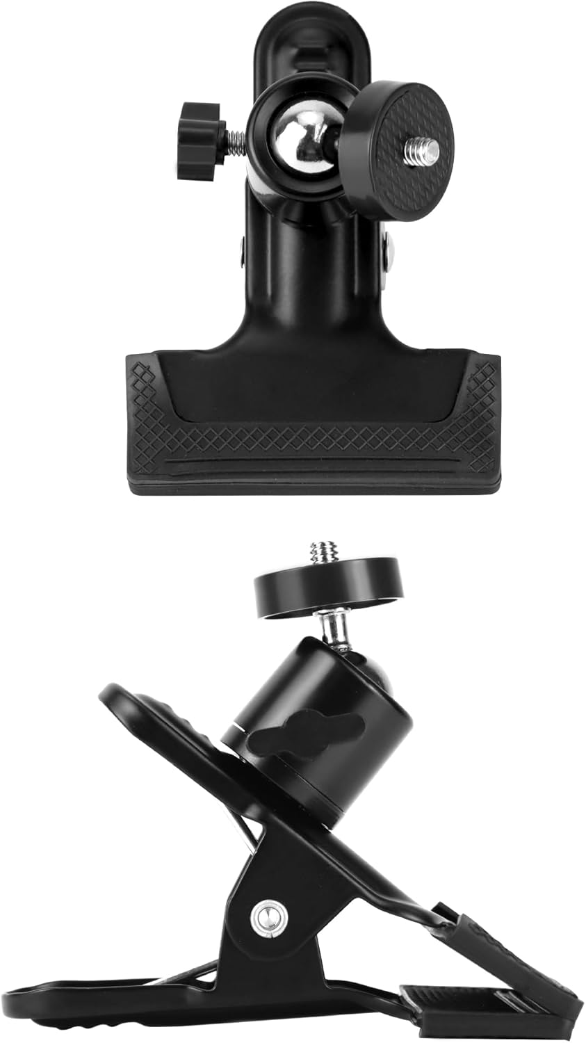 QWORK 4 Pack 360 Multifunctional Tripod Camera Clamp Flash Holder with Swivel Tripod Mini Ball Head, Black