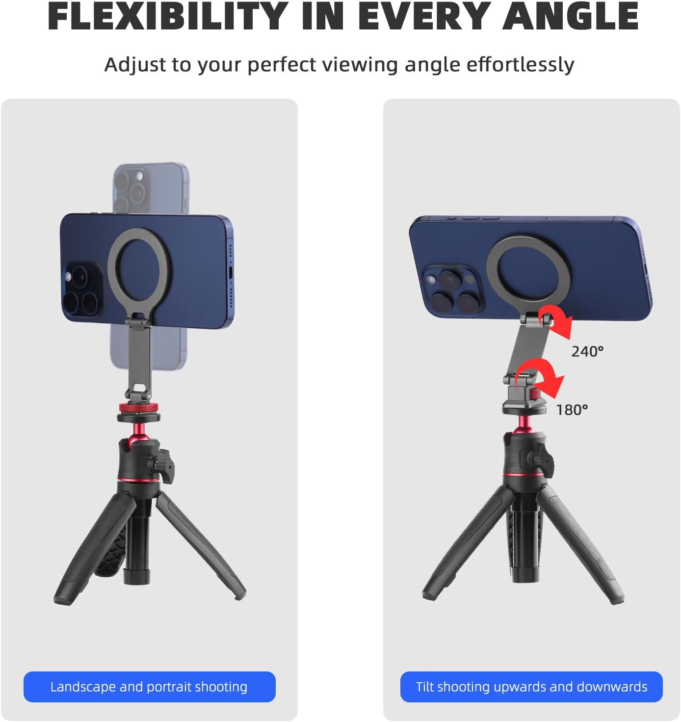 BRDRC 1/4" Cold Shoe Phone Mount Holder, Tripod Mount for iPhone Magsafe Magnetic Hot Shoe Camera Adapter with Screw