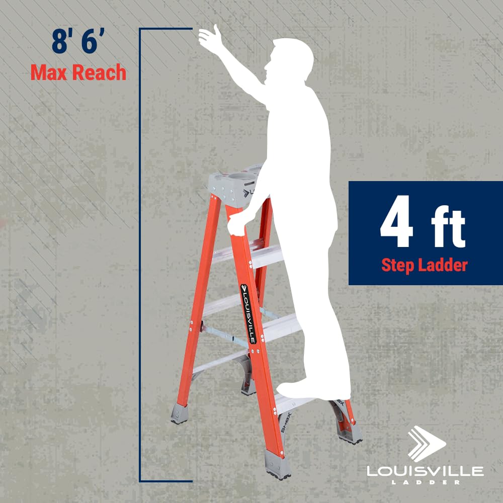 Louisville Ladder 4-Foot Fiberglass Step Ladder, 300-Pound Load Capacity, Type IA, FS1504