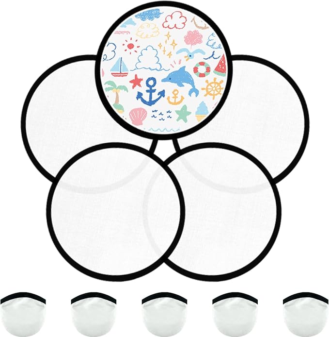 Foldable Flying Disc Fans Set with Bags, 9.8 Inch Black Egde Fabric Beach Flying Disc for Wedding Gift Party Favors Outdoor Activity