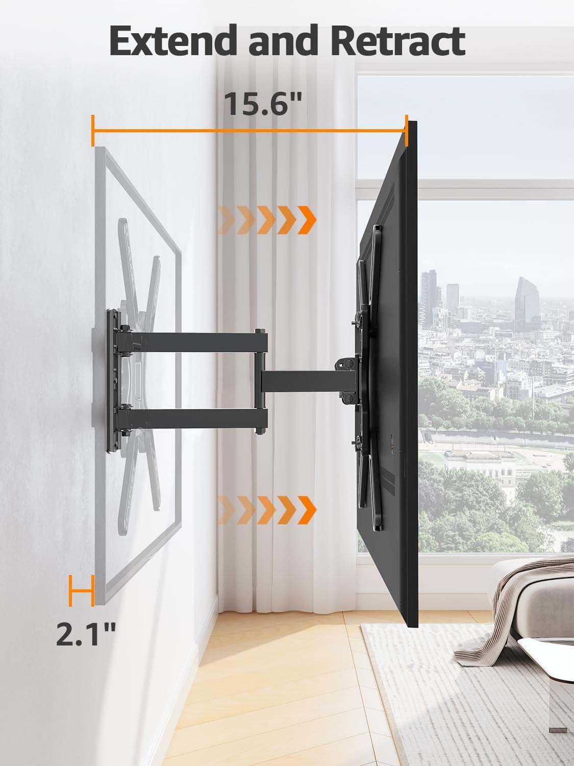 ELIVED 26-60 Inch 400x400, 77 lbs. Full Motion TV Wall Mount for Most TVs, Articulating Arms Swivel and Tilt tv Mount