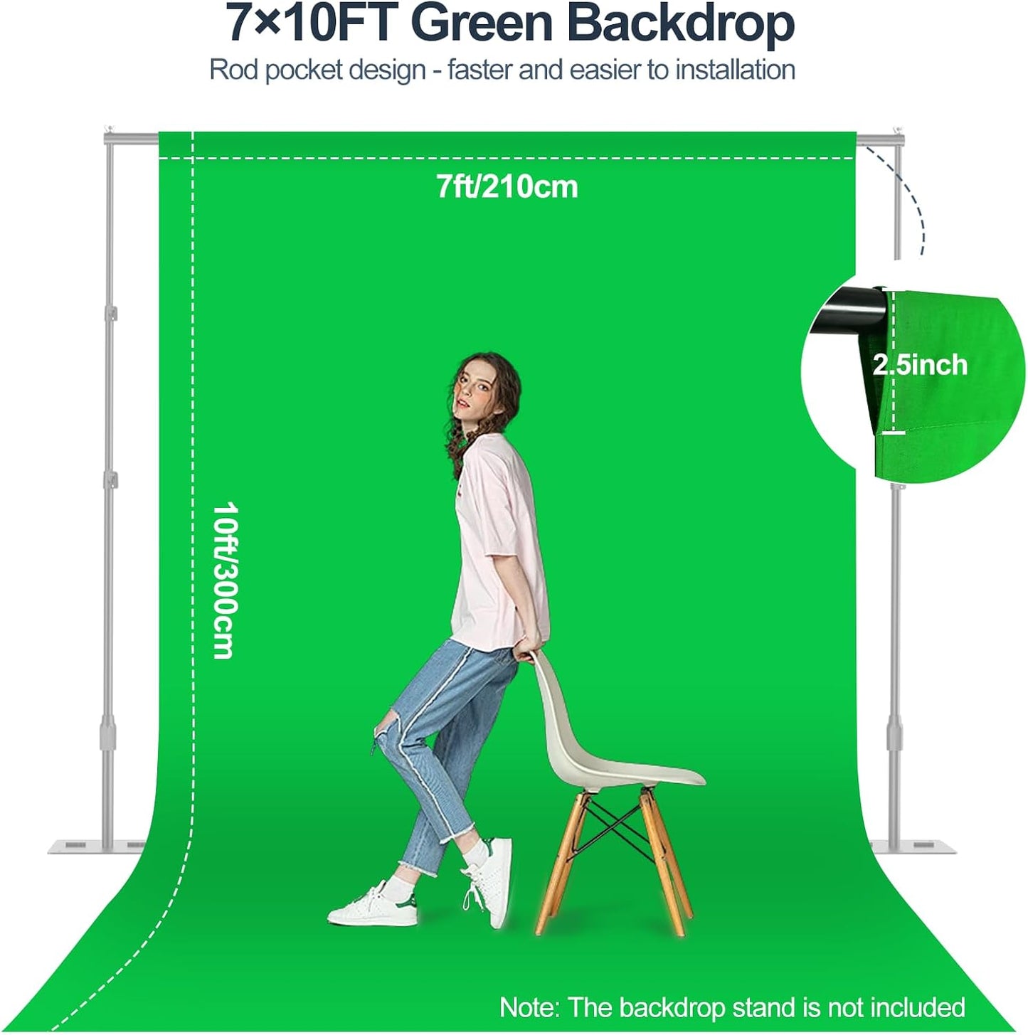 Qoolfoto 710FT Green Screen Backdrop, Photography Chromakey Greenscreen Background Sheet for Zoom Meeting, Polyester