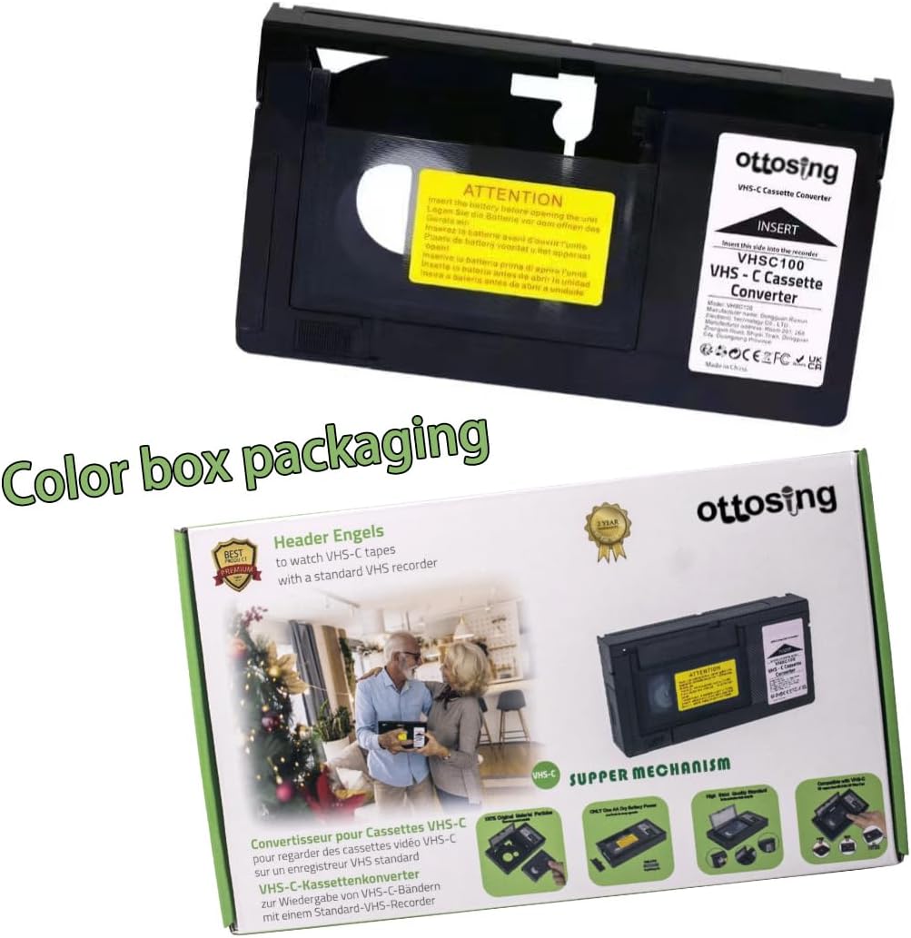 2025 Cassette Hi8, 8mm, New VHS-C to VHS Motorized Camcorder Adapter - Tape Converter for Playback on Standard VHSC