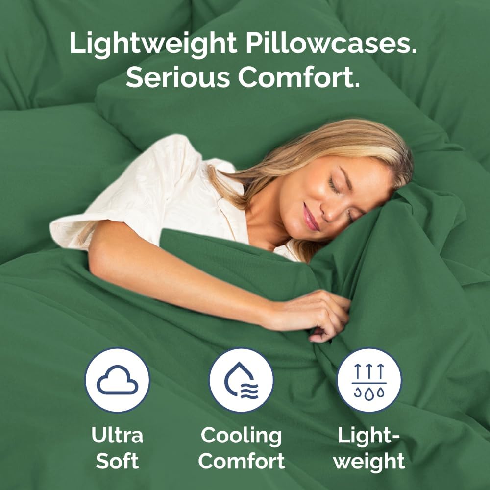 Skiennix Standard Pillow Cases Set of 4 - Ultra Soft Hotel Quality Covers - Machine Washable Emerald Green