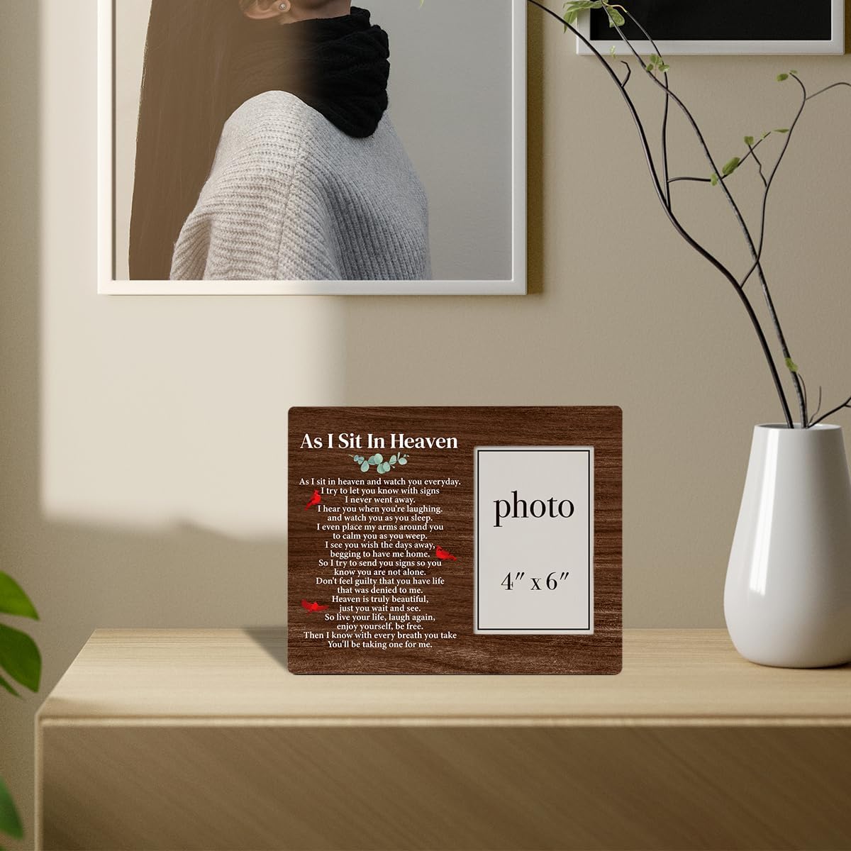 Zauly Sympathy Gift Picture Frame - Memorial Frame for Loved Ones | 4 x 6 Inch, 'As I Sit in Heaven'