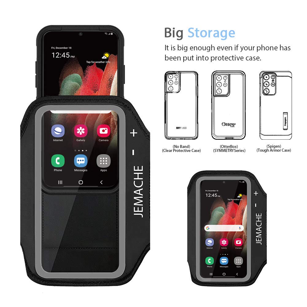 Galaxy S26 S25 Ultra Armband, JEMACHE Gym Workouts Running Arm Band for Samsung Galaxy S26 S25 S24 S23 S22 Ultra (Black)