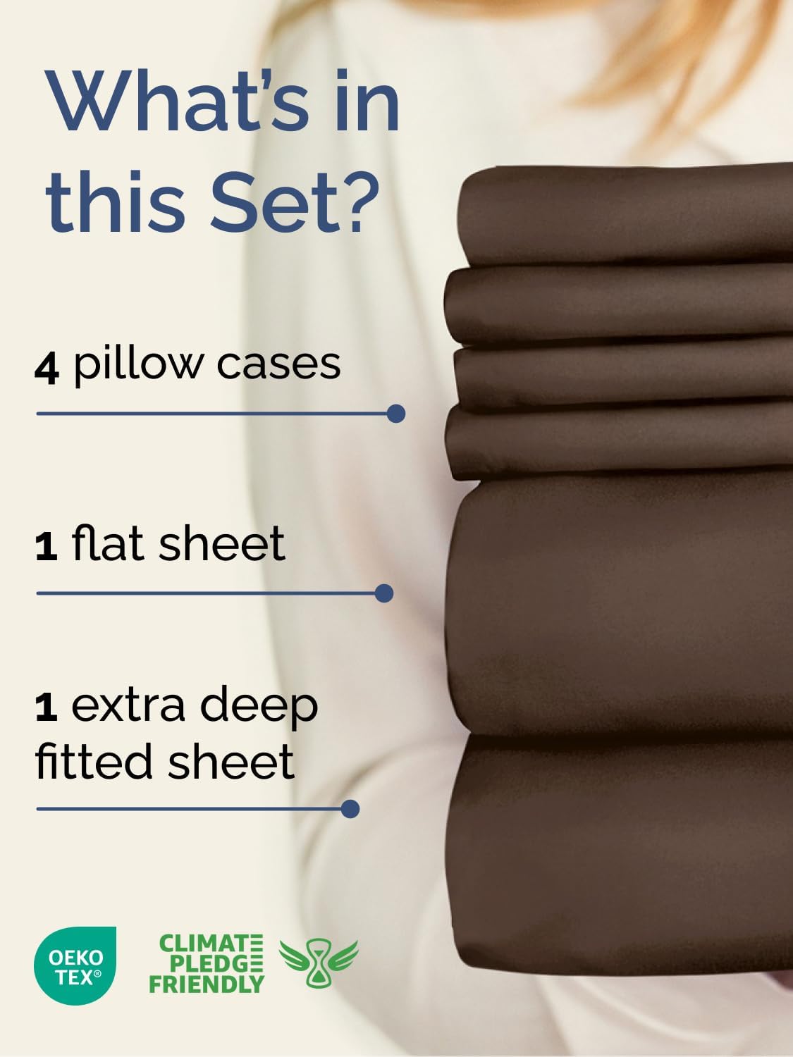 Skiennix Extra Deep Cal King Sheet Set | 6-Piece Breathable Cooling Bedding - Soft, Wrinkle-Free Brown