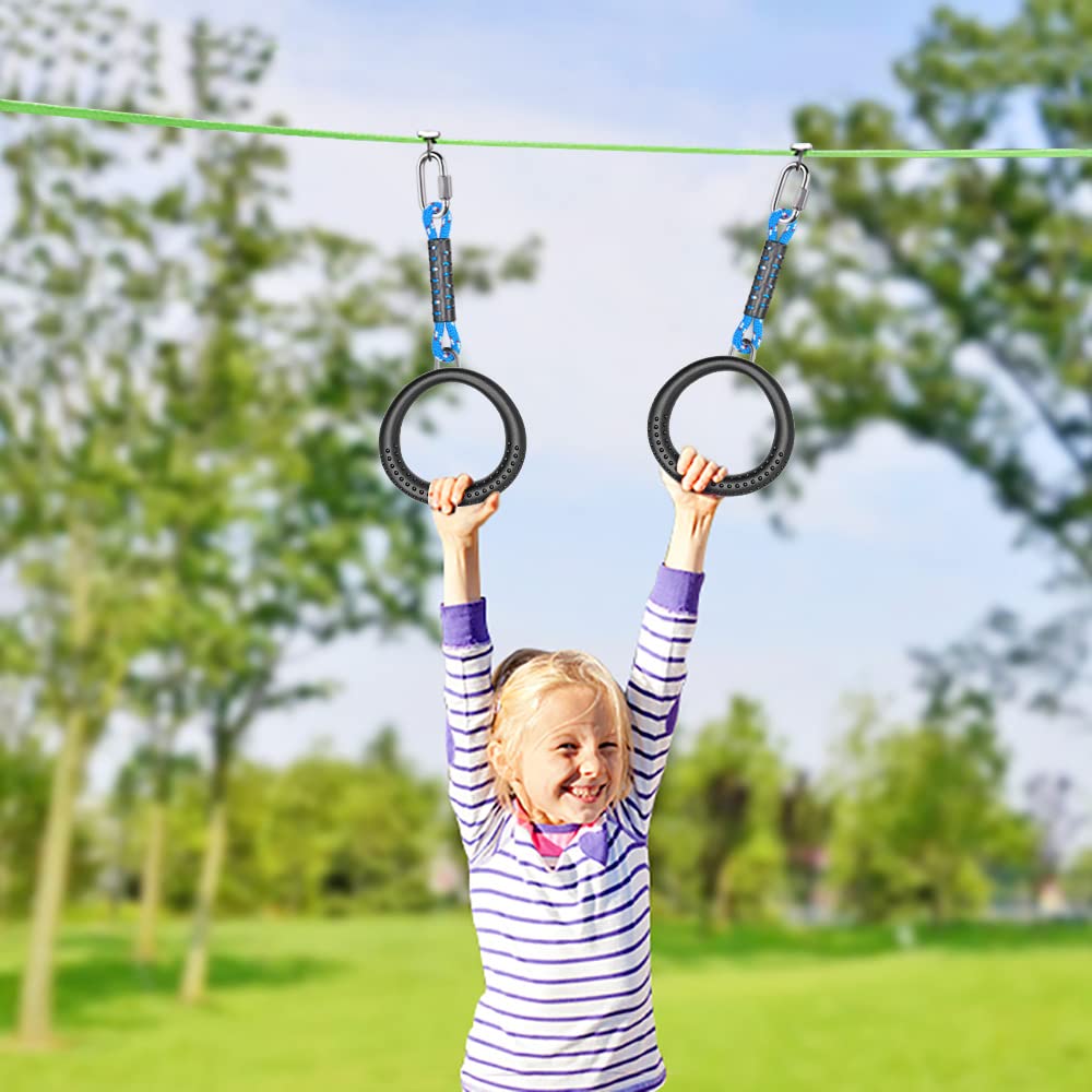 Dolibest 2 Pack of Ninja Gymnastic Rings, Monkey Ring Outdoor Backyard Ninja Accessories Set, Obstacle Course for Training,1000LB Capacity(Black)