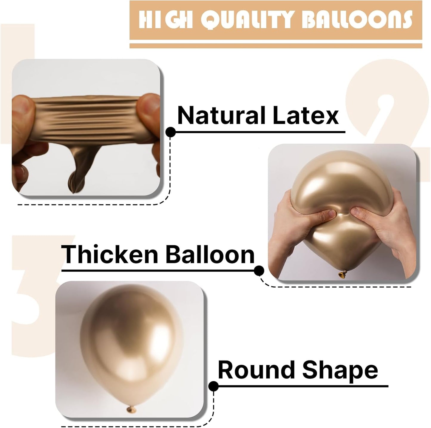 PartyWoo Metallic Gold Balloons - 100pcs 12 Inch Chrome Latex Helium Balloons for Celebrations
