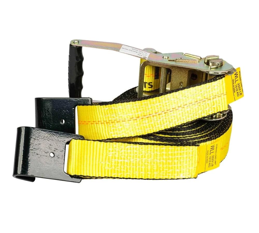 Mytee Products (10 Pack) 2 inch x 27' Heavy Duty Tie-Down Ratchet Straps w/Flat Hook - 10,000 lbs Breaking Strength - Wide Handle Flat Hook Ratchet Straps for Cargo, Flatbed Trailers, Pickup Trucks