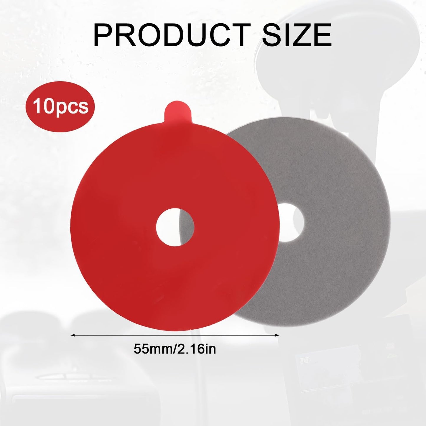 lasuroa 10pcs Heavy Duty Dash Cam Adhesive Pads, Round Double-Sided Adhesive Pads for Car Dashboard & Windshield High