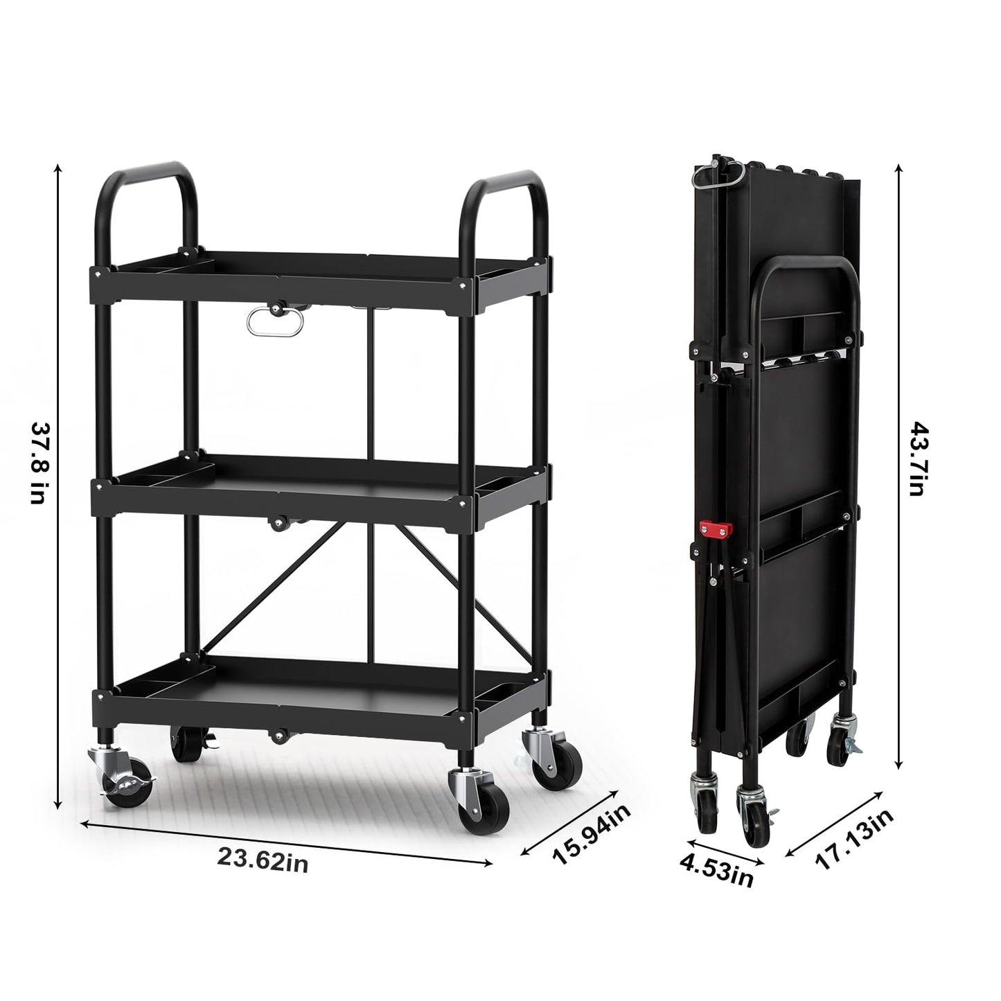 LEADALLWAY Platform Truck Large Size 880lbs 35.8x24x34.3inches Yellow with 2 Rope+Collapsible Service Cart