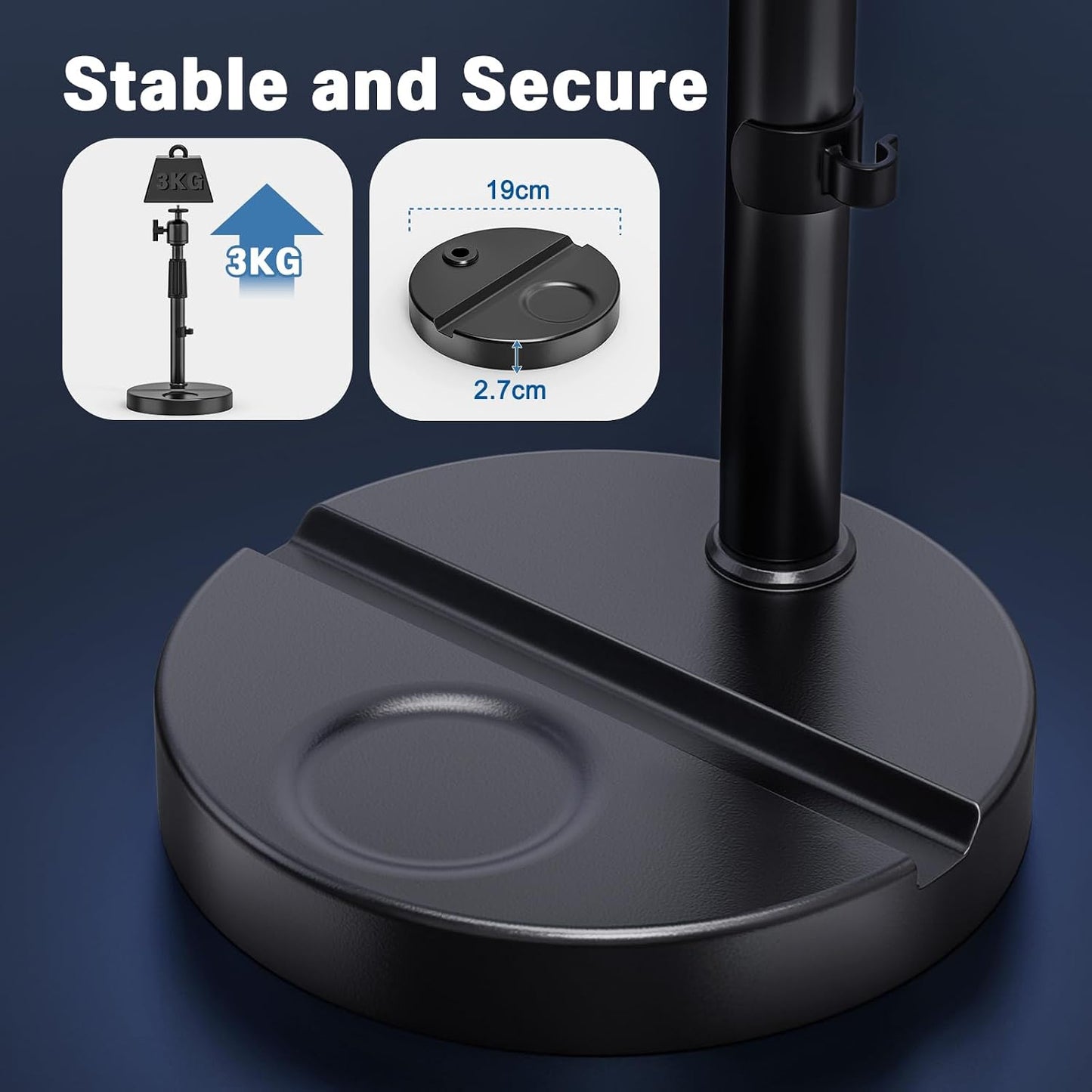 11" 17.7" 1/4" 360 Desktop Projector Stand Table, - Extendable Height Stand with Heavy-duty Base and Ball Head