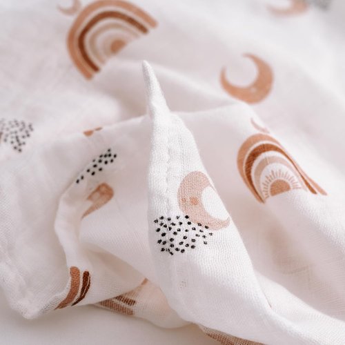 GLLQUEN Baby Receiving Blanket - Soft Cotton Muslin Swaddle Wraps for Newborns | 3 Pack (Sun)