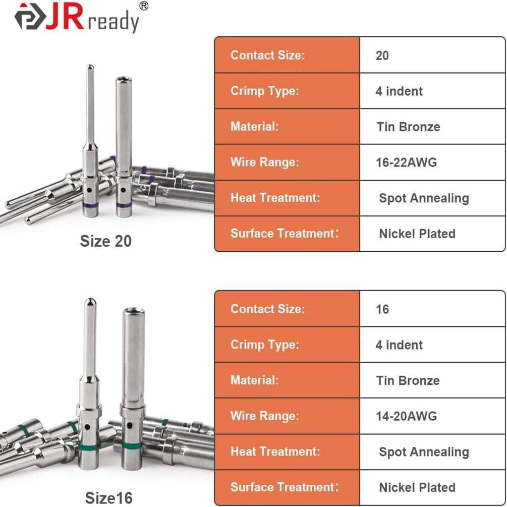 JRready ST6437 Deutsch Connector Kit, DT DTM Connectors 2 3 4 6 8 12 Pin with Turret Style Crimping Tool, Size 16 20 Solid Pins Wire Gauge 14-22AWG, 14AWG Yellow Seals and Removal Tools
