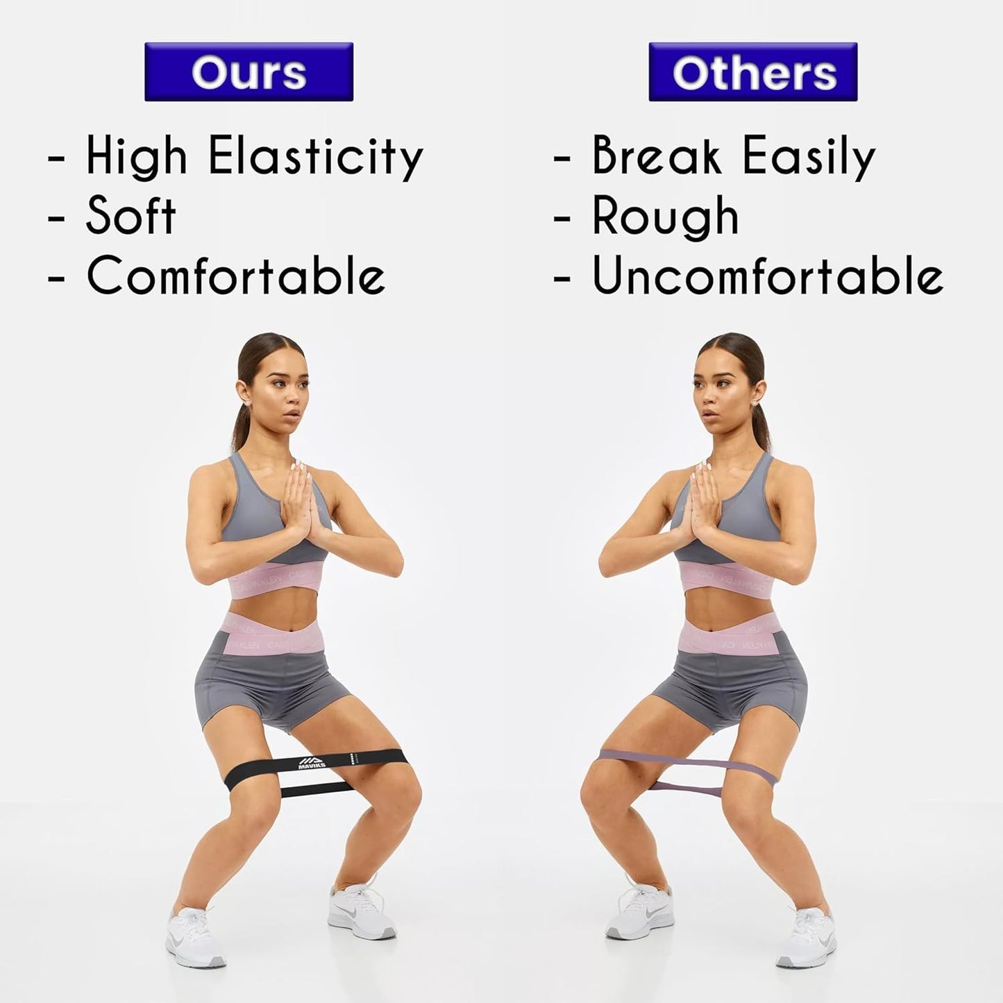 MAVIKS Exercise Resistance Bands for Working Out Set of 5 for Women and Men, Stretch Bands for Exercise, Physical Therapy, Arms Legs Workout, Stretching, Home Fitness