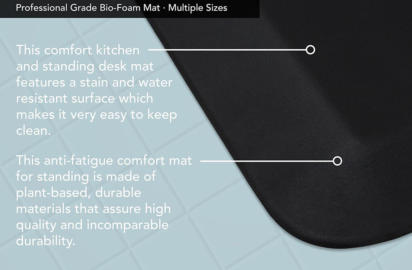 NewLife by GelPro Professional Grade Anti-Fatigue Kitchen & Office Comfort Bio-Foam Mat with Non-Slip Bottom for Health & Wellness, 36X60, Midnight