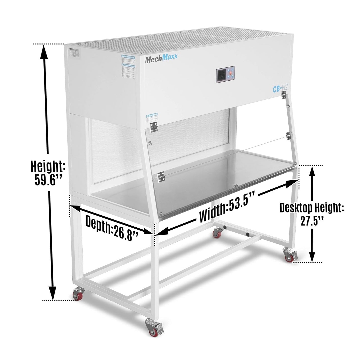 MechMaxx 53.5'' Wide Horizontal Laminar Flow Clean Bench with HEPA Filtration & UV Sterilization | ISO Class 5, CB-H2