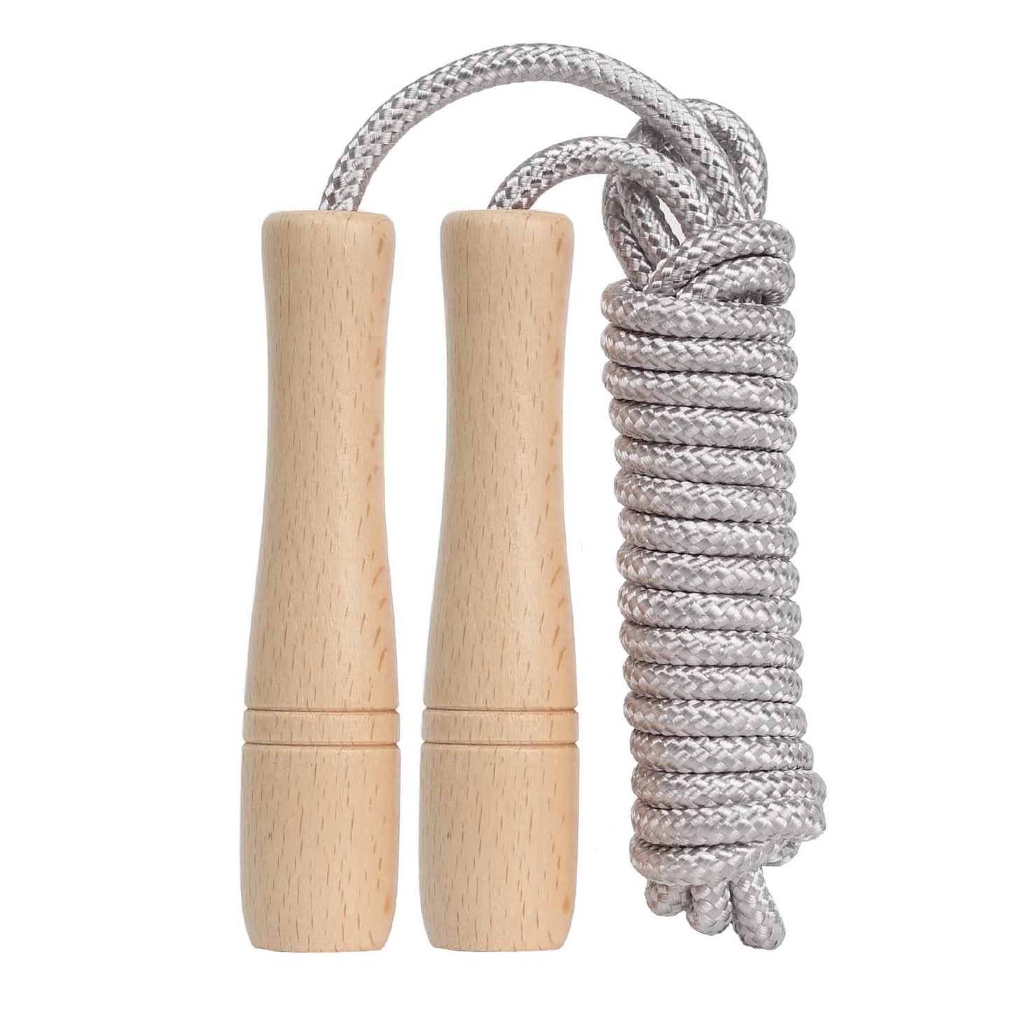 Jump Rope Kids,8.5ft Adjustable Cotton Skipping Rope with Wooden Handle for Boys and Girls Fitness Outdoor Exercise (Silver)