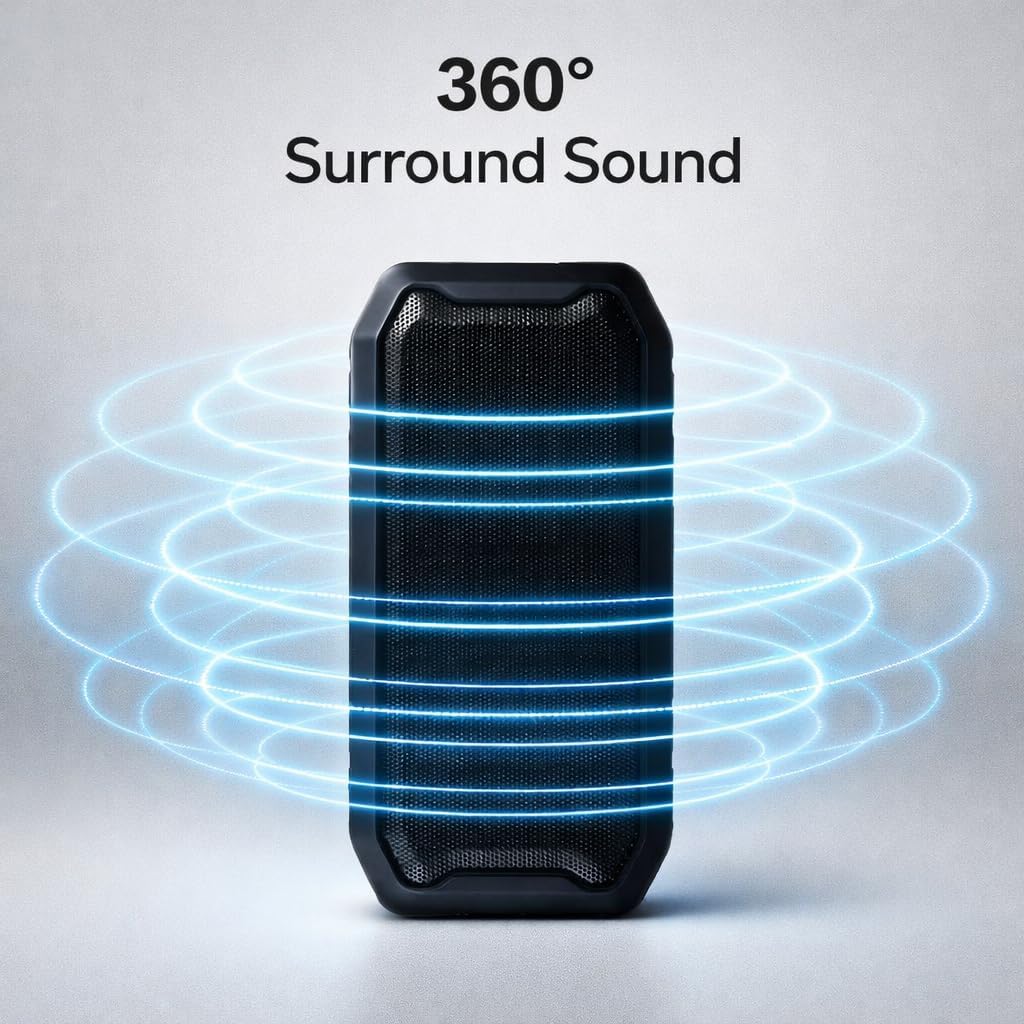 M MAYHEY IPX7 360 8 5W 5.0, Portable Bluetooth Speaker Waterproof, Surround Sound, Hours Playback, HD Sound, Bluetooth