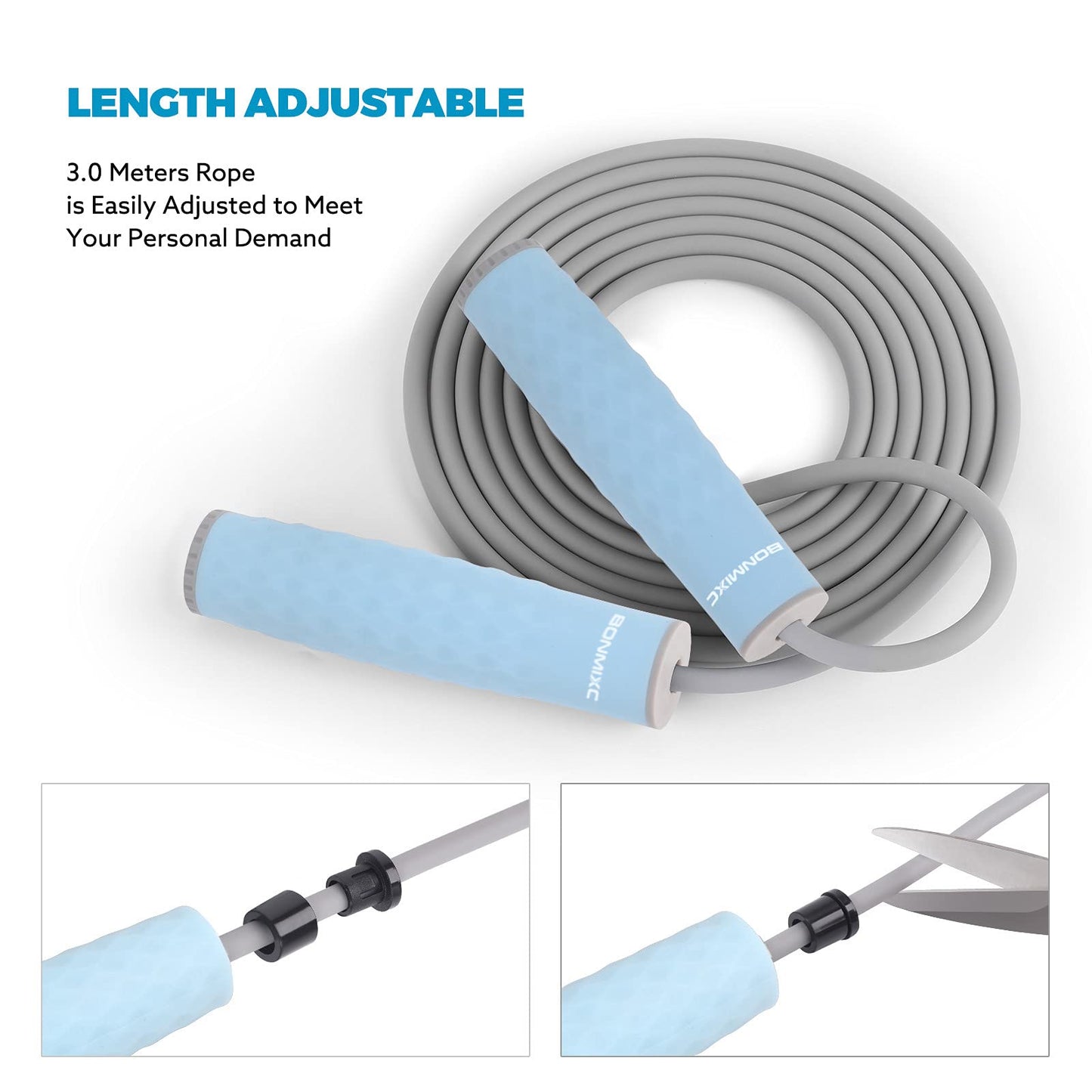 BONMIXC Weighted Jump Rope 1-LB Heavy Jump Rope For Women Stylish Silicone Handles Adjustable Length Skipping Rope Exercise for Fitness Masters