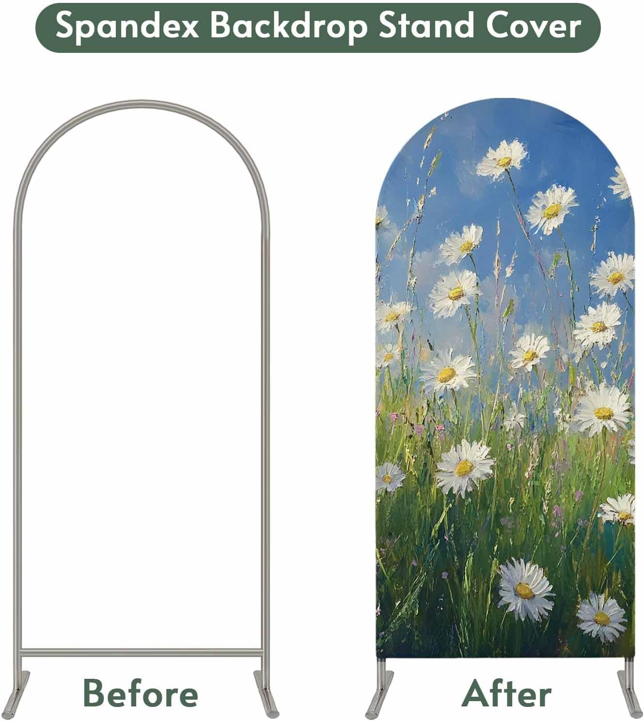 Jnbasdffb 6.6 Spring Floral Wedding Arch Cover,Stretchy Spandex Arch Backdrop Stand Covers FT,Pastoral Flowers Oil