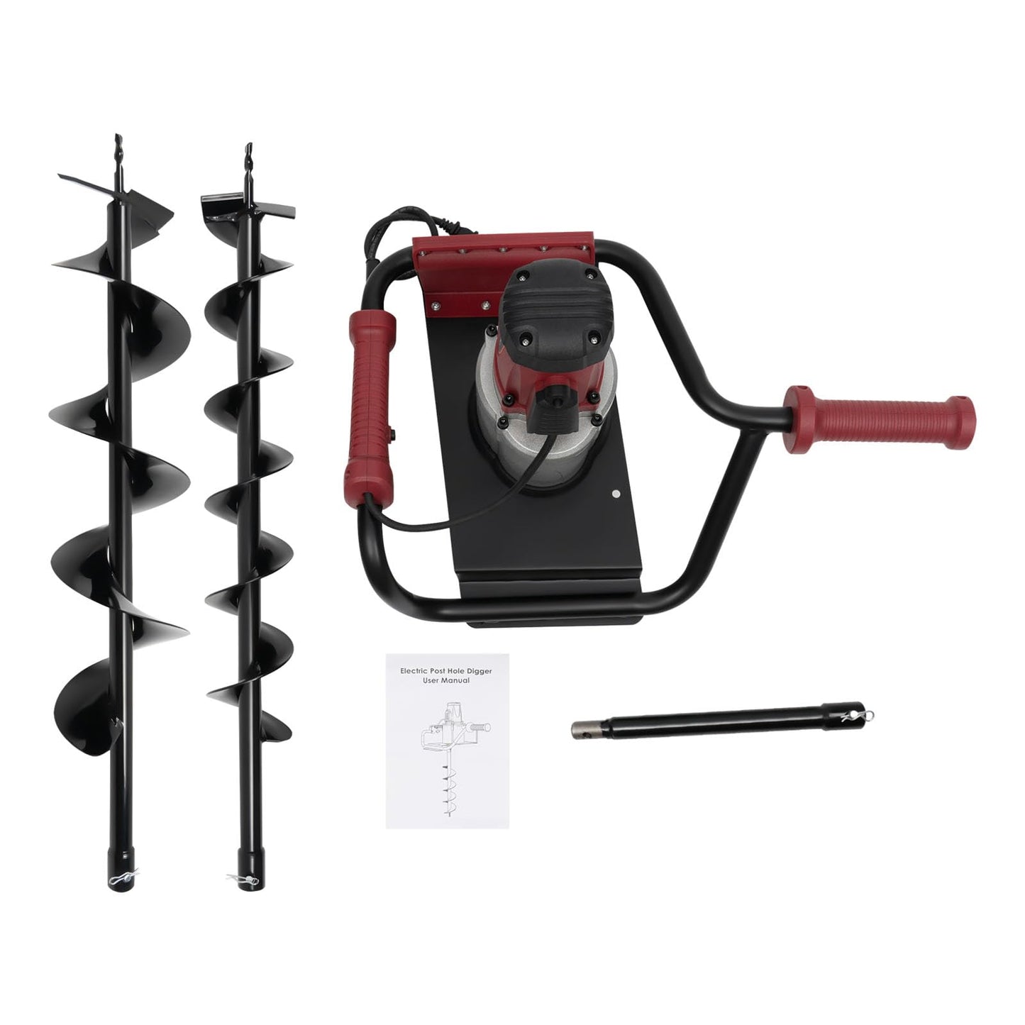 Post Hole Digger 1500W Earth Auger Hole Digger Electric Post Hole Digger w/4" & 6" Auger Bits Set for Fence Garden Farm Plant
