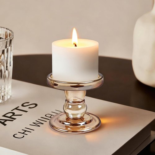Glass Candle Holders - Set of 3 Elegant Holders for Pillar & Tealight Candles | Perfect Home Decor