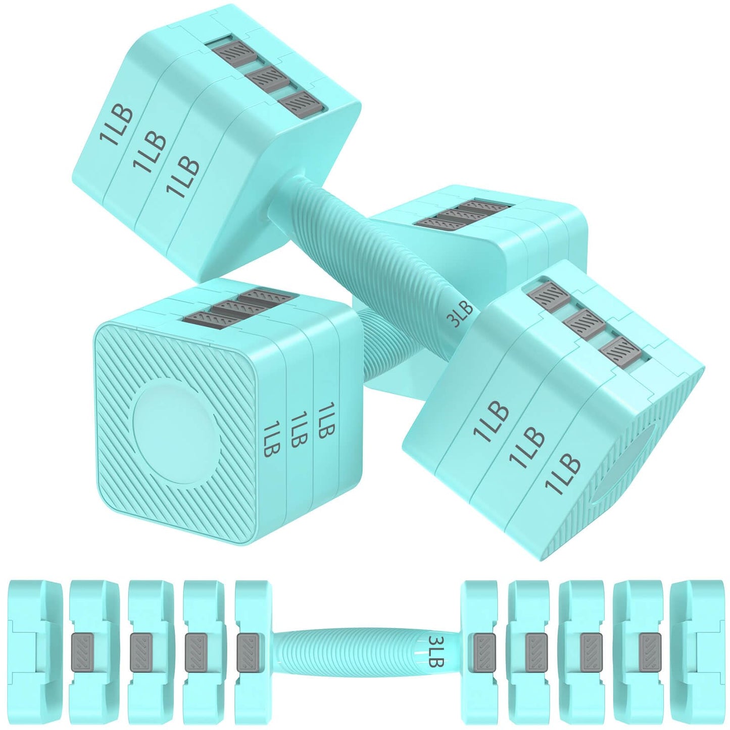 Hezeyferg 22LBS Adjustable Dumbbells Set, Hand Weights Sets with 5 Levels 3lb, 5lb, 7lb, 9lb, 11lb, Adjustable Weight Dumbbells for Women/Men Home Gym Full Body Workout