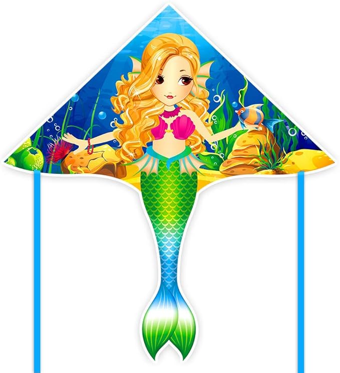 Mint's Colorful Life Mermaid Kite for Girls & Kids, Easiest to Fly Delta Kite