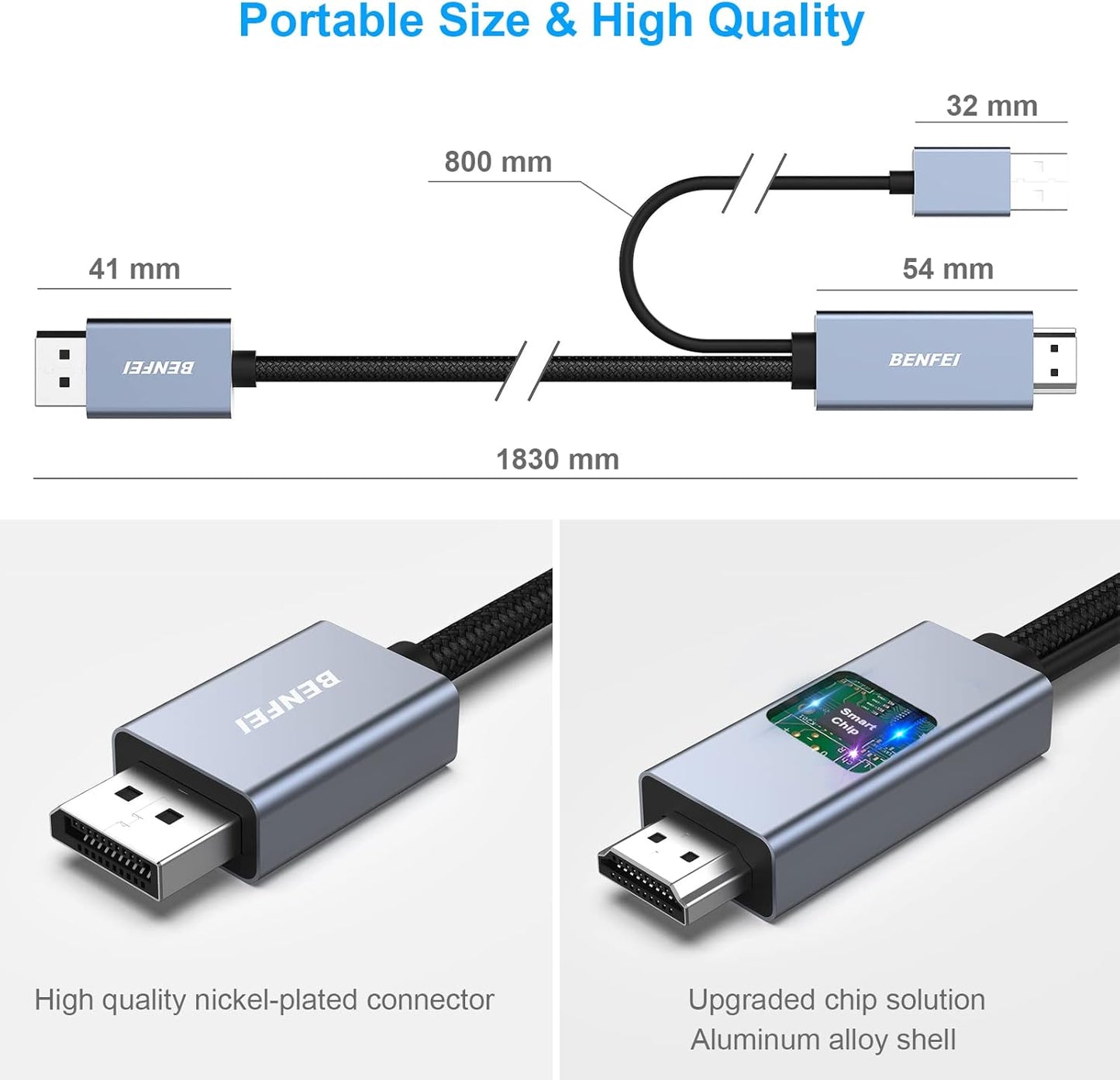 BENFEI 6 PS5 One(360) 4K@60Hz 2K@144Hz 1080P@165Hz(Not HDMI to DisplayPort Cable, Feet HDMI Source to DisplayPort